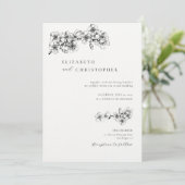 Elegant Cherry Blossom Sketch Botanical BW Wedding Kaart (Staand voorkant)