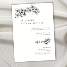 Elegant Cherry Blossom Sketch Botanical BW Wedding