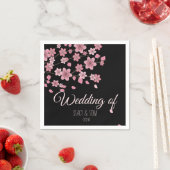Elegant Cherry Blossom Tree Petals Black Wedding Servet (Insitu)