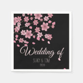 Elegant Cherry Blossom Tree Petals Black Wedding Servet (Voorkant)