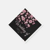 Elegant Cherry Blossom Tree Petals Black Wedding Servet (Hoek)