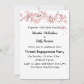 Elegant Cherry Blossom Virtual Engagement Party Kaart (Voorkant)