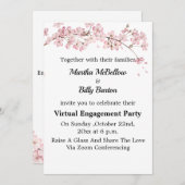 Elegant Cherry Blossom Virtual Engagement Party Kaart (Voorkant / Achterkant)