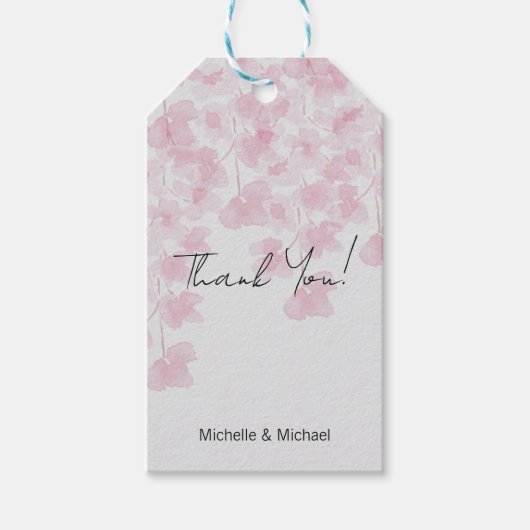 Elegant Cherry Blossom Waterverf Handgeschilderd Cadeaulabel (Voorkant)