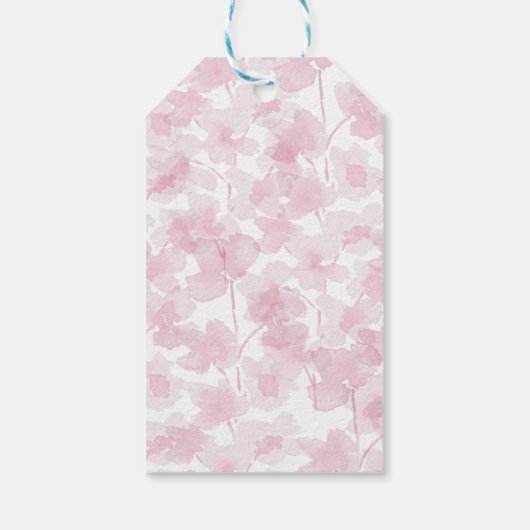 Elegant Cherry Blossom Waterverf Handgeschilderd Cadeaulabel (Achterkant)