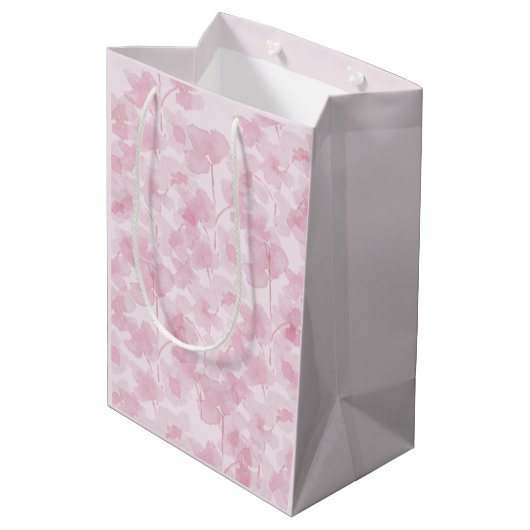 Elegant Cherry Blossom Waterverf Handgeschilderd Medium Cadeauzakje (Achterkant Gekanteld)