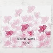 Elegant Cherry Blossom Waterverf Handgeschilderd Sparkling Wijnetiket (Enkel label)