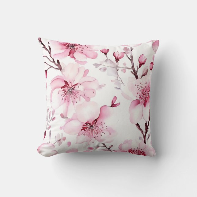 Elegant Cherry Blossom Waterverf Pattern Kussen (Voorkant)