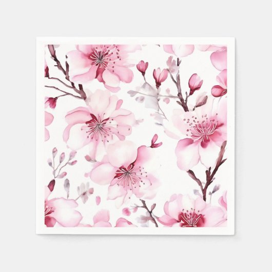 Elegant Cherry Blossom Waterverf Pattern Servet (Voorkant)