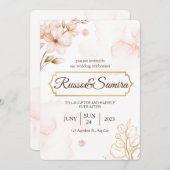 ELegant Cherry BLossom Waterverf Wedding Kaart (Voorkant / Achterkant)