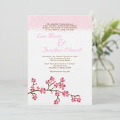 Elegant Cherry Blossom Wedding Invitation 5 x 7 Kaart (Staand voorkant)