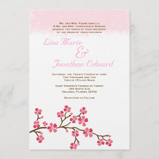 Elegant Cherry Blossom Wedding Invitation 5 x 7 Kaart
