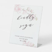 Elegant Cherry Blossom Wedding Kindly Sign Reclamebord Met Voetstuk (Voorkant)