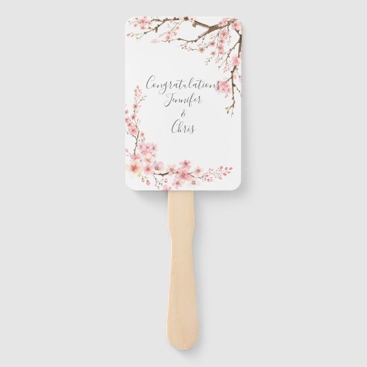 Elegant Cherry Blossom Wedding Programme Handwaaier (Achterkant)