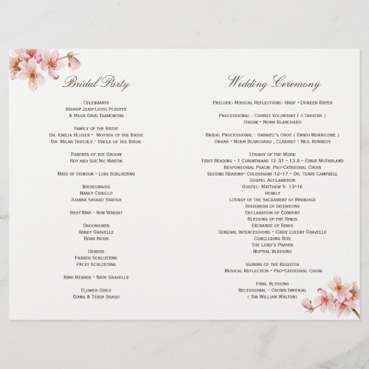 Elegant Cherry Blossom Wedding Programs