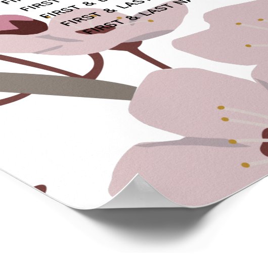 Elegant Cherry Blossom Wedding Seding Chart Poster (Hoek)