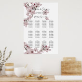 Elegant Cherry Blossom Wedding Seding Chart Poster (Keuken)
