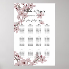 Elegant Cherry Blossom Wedding Seding Chart Poster