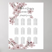Elegant Cherry Blossom Wedding Seding Chart Poster (Voorkant)