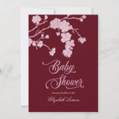 Elegant Cherry Blossoms Baby shower Bourgogne Kaart (Voorkant)