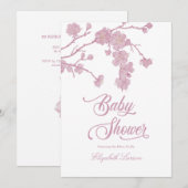 Elegant Cherry Blossoms Baby shower Wit Kaart (Voorkant / Achterkant)