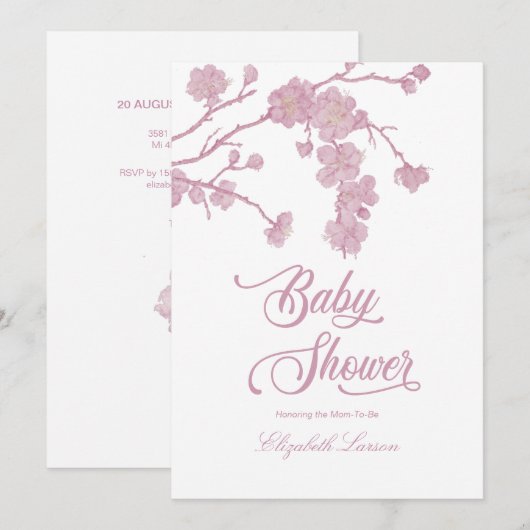 Elegant Cherry Blossoms Baby shower Wit Kaart (Voorkant / Achterkant)