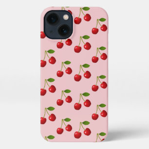 Elegant Cherry Fruits on Light Roze iPhone 13 Hoesje