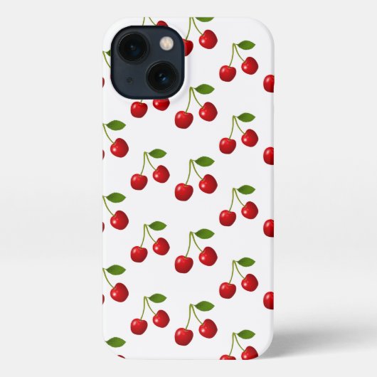 Elegant Cherry Fruits on White iPhone Hoesje (Achterkant)