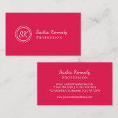 Elegant Cherry Red Script Professional Monogram Visitekaartje (Voorkant / Achterkant)