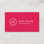 Elegant Cherry Red Script Professional Monogram Visitekaartje (Voorkant)