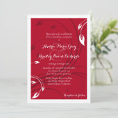 Elegant Cherry Red White Abstract Floral Wedding Kaart (Staand voorkant)