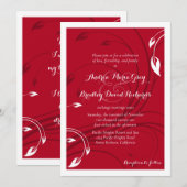 Elegant Cherry Red White Abstract Floral Wedding Kaart (Voorkant / Achterkant)