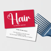 Elegant Cherry Red White Bold Hair Salon Visitekaartje