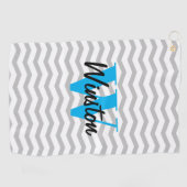 Elegant chevron aangepast monogram golfhanddoek (Horizontaal)