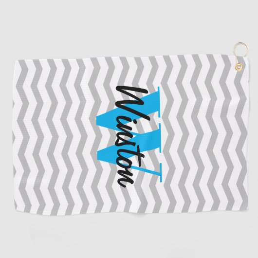 Elegant chevron aangepast monogram golfhanddoek (Horizontaal)