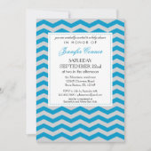 Elegant Chevron Baby shower Blue Invitation Kaart (Voorkant)