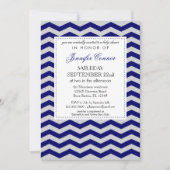 Elegant Chevron Baby shower Navy Blue Invitation Kaart (Voorkant)