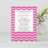 Elegant Chevron Baby shower Roze Uitnodiging (Staand voorkant)