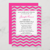 Elegant Chevron Baby shower Roze Uitnodiging (Voorkant / Achterkant)