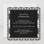 Elegant Chevron Black Silver Birthday Party Mannen Kaart (Achterkant)
