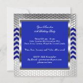 Elegant Chevron Blue Silver Birthday Party Mannen Kaart (Achterkant)
