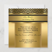 Elegant Chevron Gold Black Stripe Birthday Party Kaart (Achterkant)