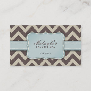 Elegant Chevron Modern Brown, Blue en Beige Visitekaartje