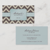 Elegant Chevron Modern Brown, Blue en Beige Visitekaartje (Voorkant / Achterkant)