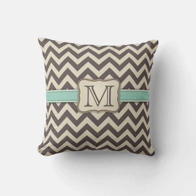 Elegant Chevron Modern Brown, Green and Beige Kussen (Voorkant)