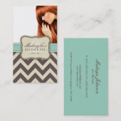 Elegant Chevron Modern Brown, Green and Beige Visitekaartje (Voorkant / Achterkant)