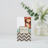 Elegant Chevron Modern Brown, Green and Beige Visitekaartje (Staand voorkant)