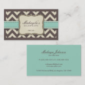 Elegant Chevron Modern Brown, Green and Beige Visitekaartje (Voorkant / Achterkant)