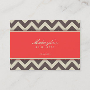 Elegant Chevron Modern Brown, Green and Coral Visitekaartje