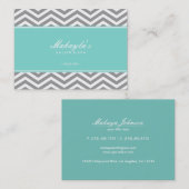 Elegant Chevron Modern Gray & White met Blauwgroen Visitekaartje (Voorkant / Achterkant)